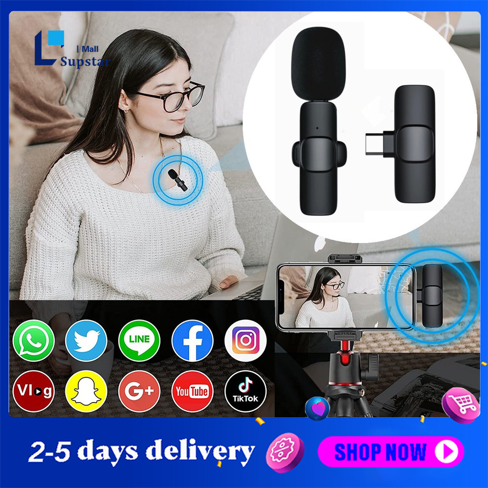 【Ship from Manila】Wireless Mini Microphone for Phone Vlogging Cellphone