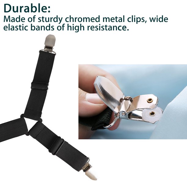6 Sides Heavy Duty Triangle Bed Sheet Clip, Adjustable Elastic Sheet Straps  Suspenders Gripper Fastener Holder, Crisscross Bed Sheet Clip, Fit Round