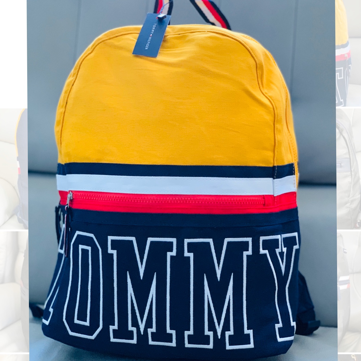 yellow tommy hilfiger backpack