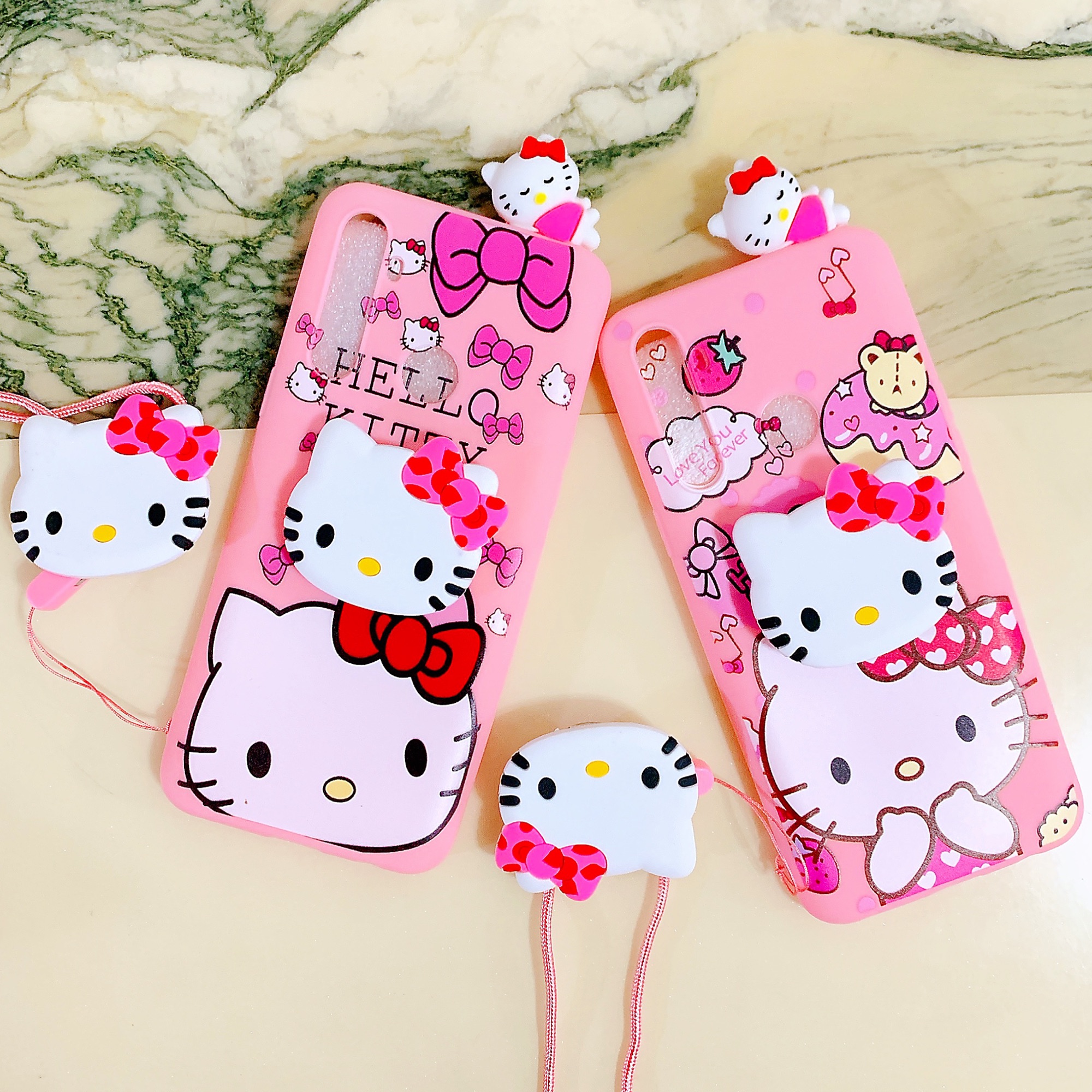 For Oppo Realme C3 Case Cute Cartoon Hello Kitty Soft TPU Silicone Case for  Oppo RealmeC3 Case With air pop stand with neck lanyard holder soft phone  back cover case | Lazada