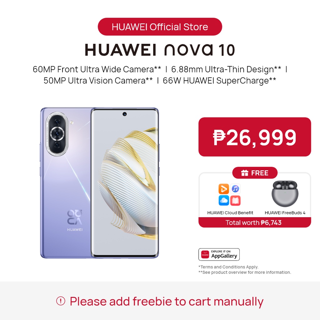 HUAWEI nova 10 Smartphone | 8+256GB | 60MP Front Ultra Wide Camera | 6 ...