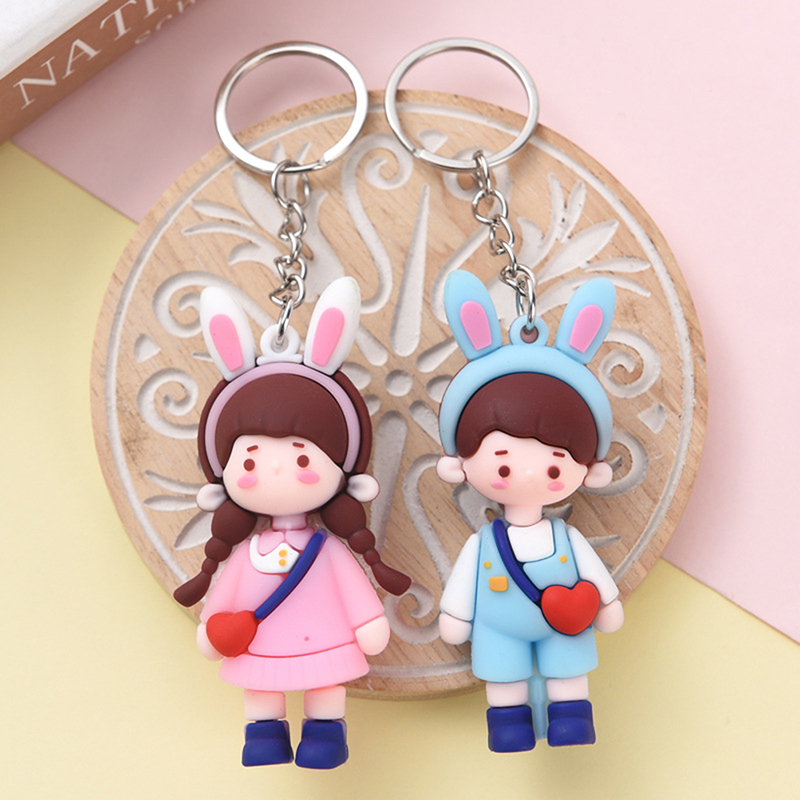 New Fashion Cute Doll Couple Keychain Small Pendant Bag Car Pendant Key Ring Hanging Decor