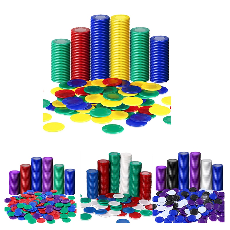 400 Pieces Plastic Poker Chips Game Chips 4 Colors Counter Card for Game Playing Counting Bingo