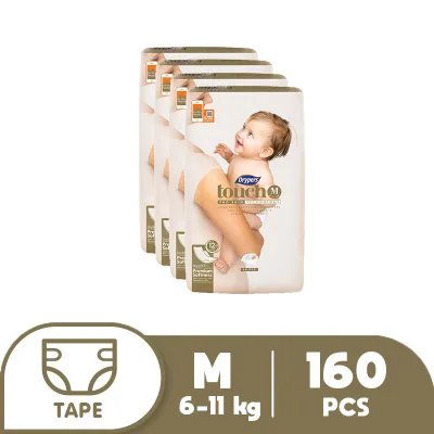 Drypers Touch Medium (6-11 kg) - 40 pcs x 4 packs (160 pcs) - Tape Diapers