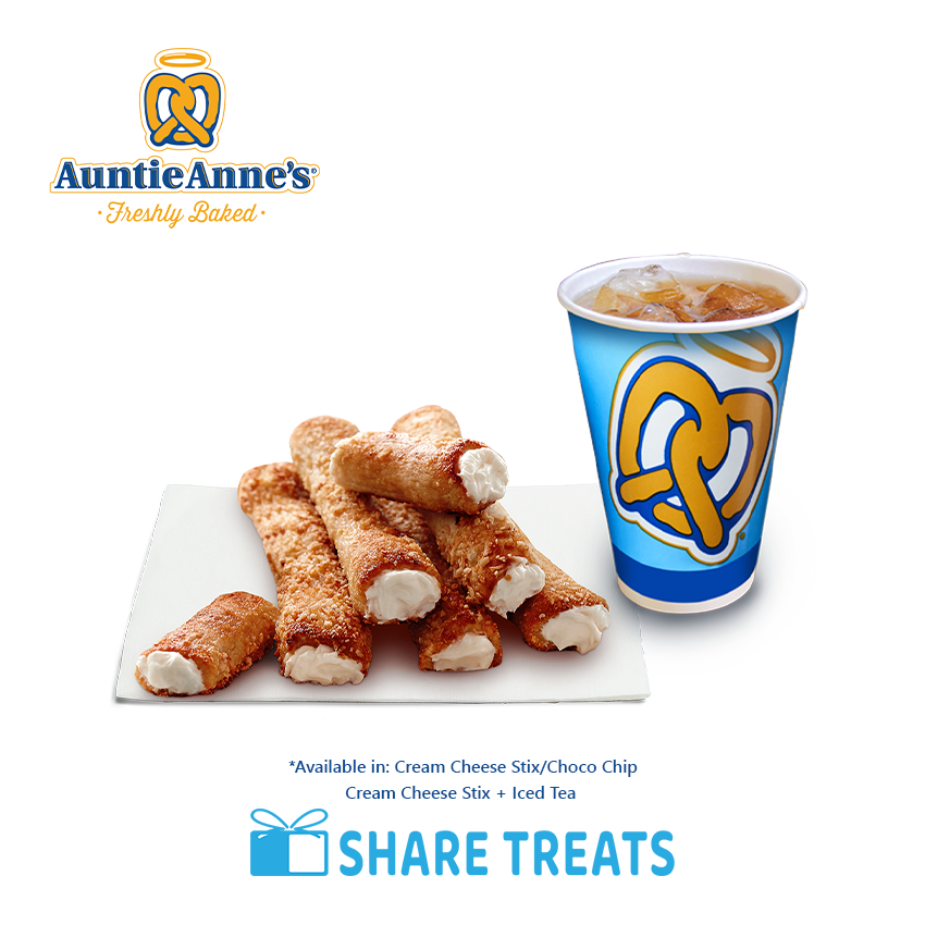 Auntie Anne's Cream Cheese Stix with Iced Tea (SMS eVoucher) Lazada PH