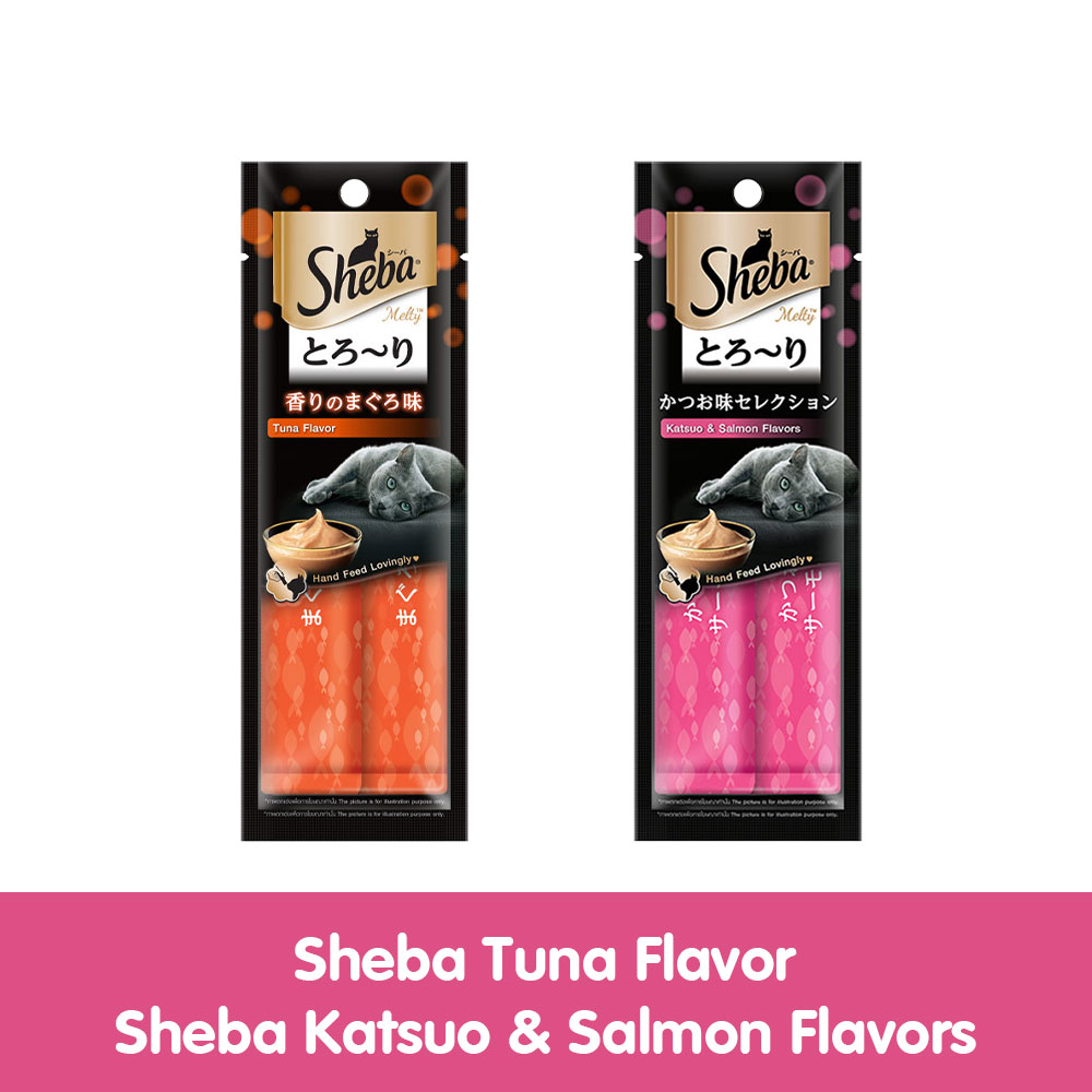 SHEBA Melty Cat Treat Tuna and Katsuo and Salmon Flavor (2Pack), 24g. Pet Treats for Cats