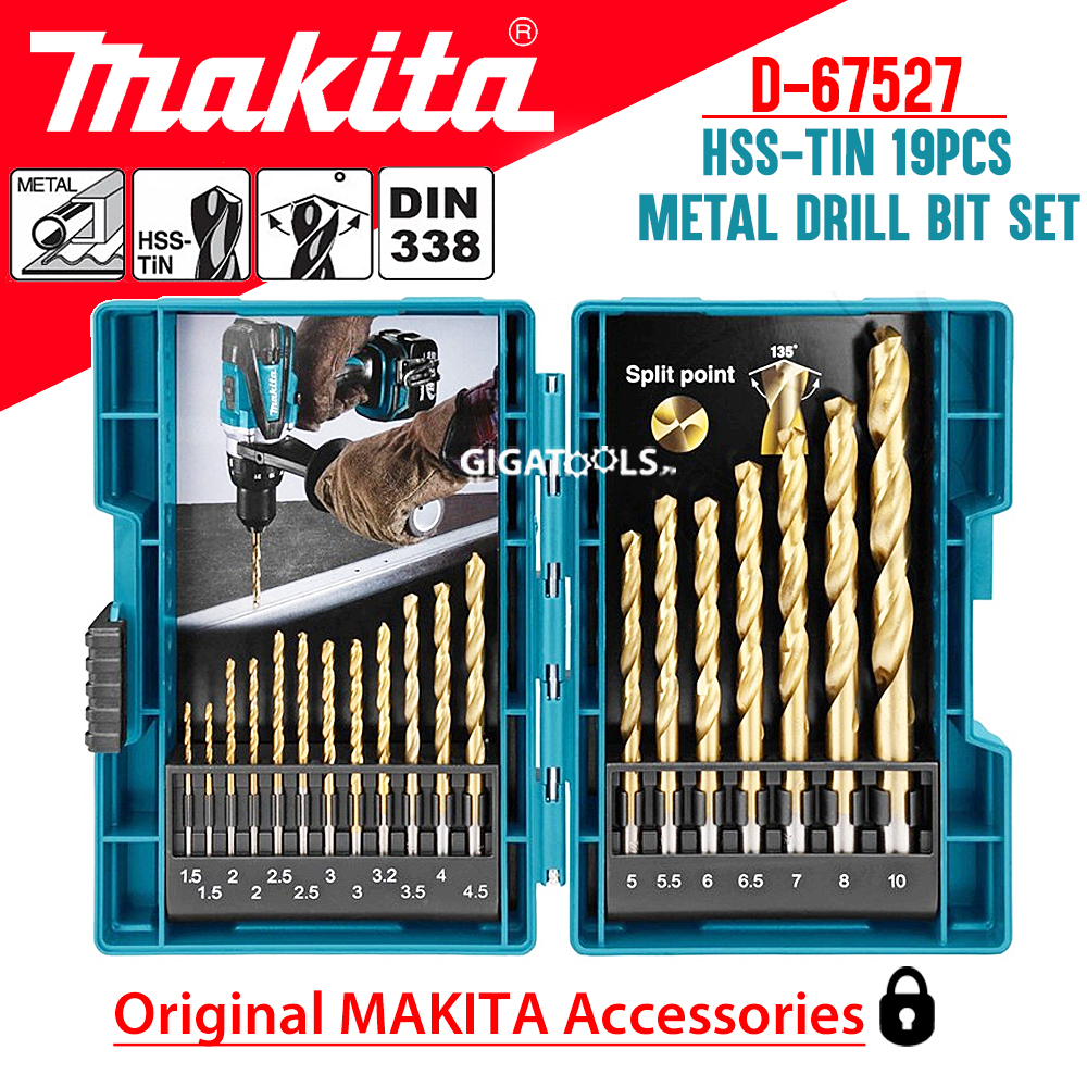 Makita D67527 19pcs HSSTiN Metal Drill Bit Set ( 1.510mm ) ( DRLBST