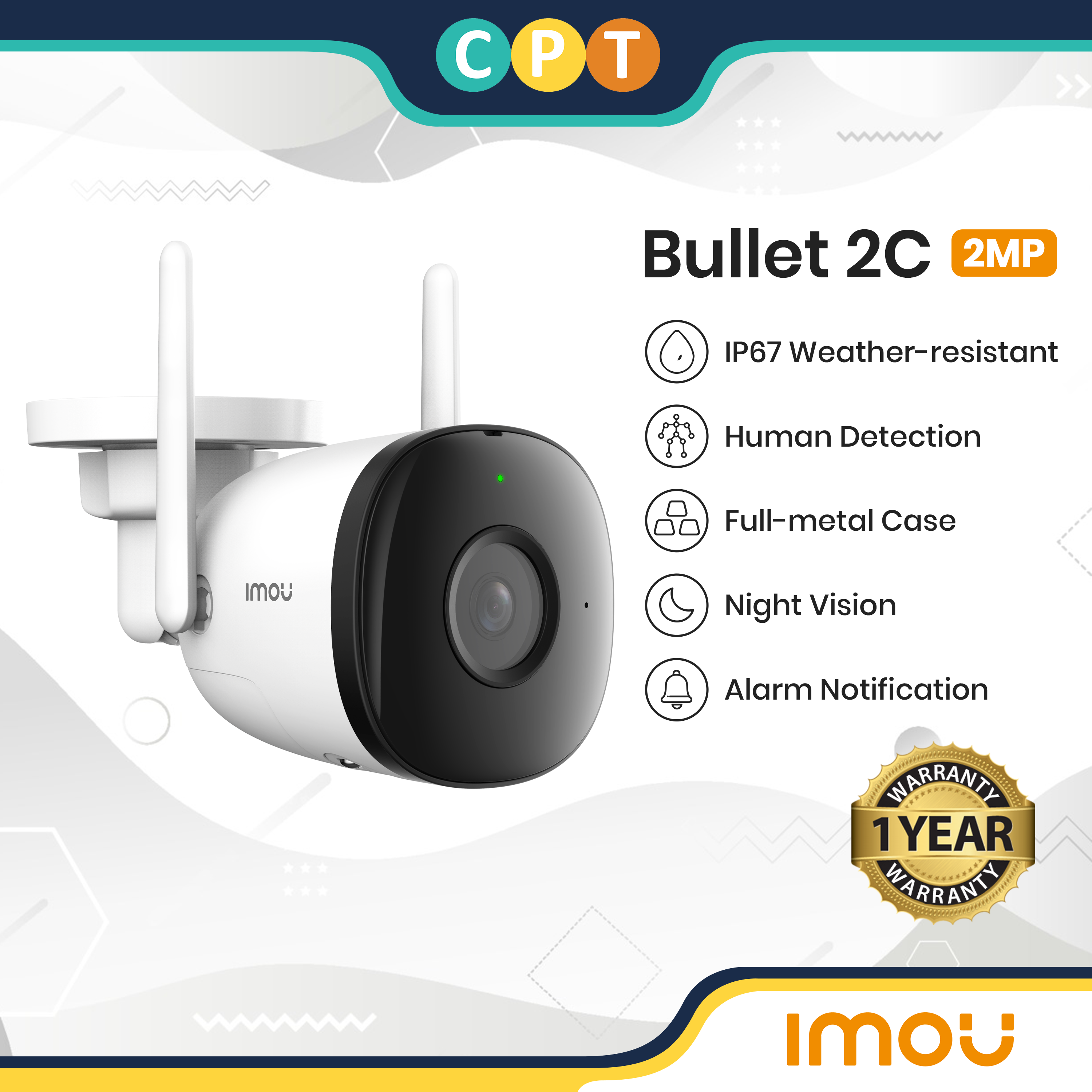 IMOU Bullet 2C 2MP IPCF22ND CCTV 1080P Smart Monitoring AI Human