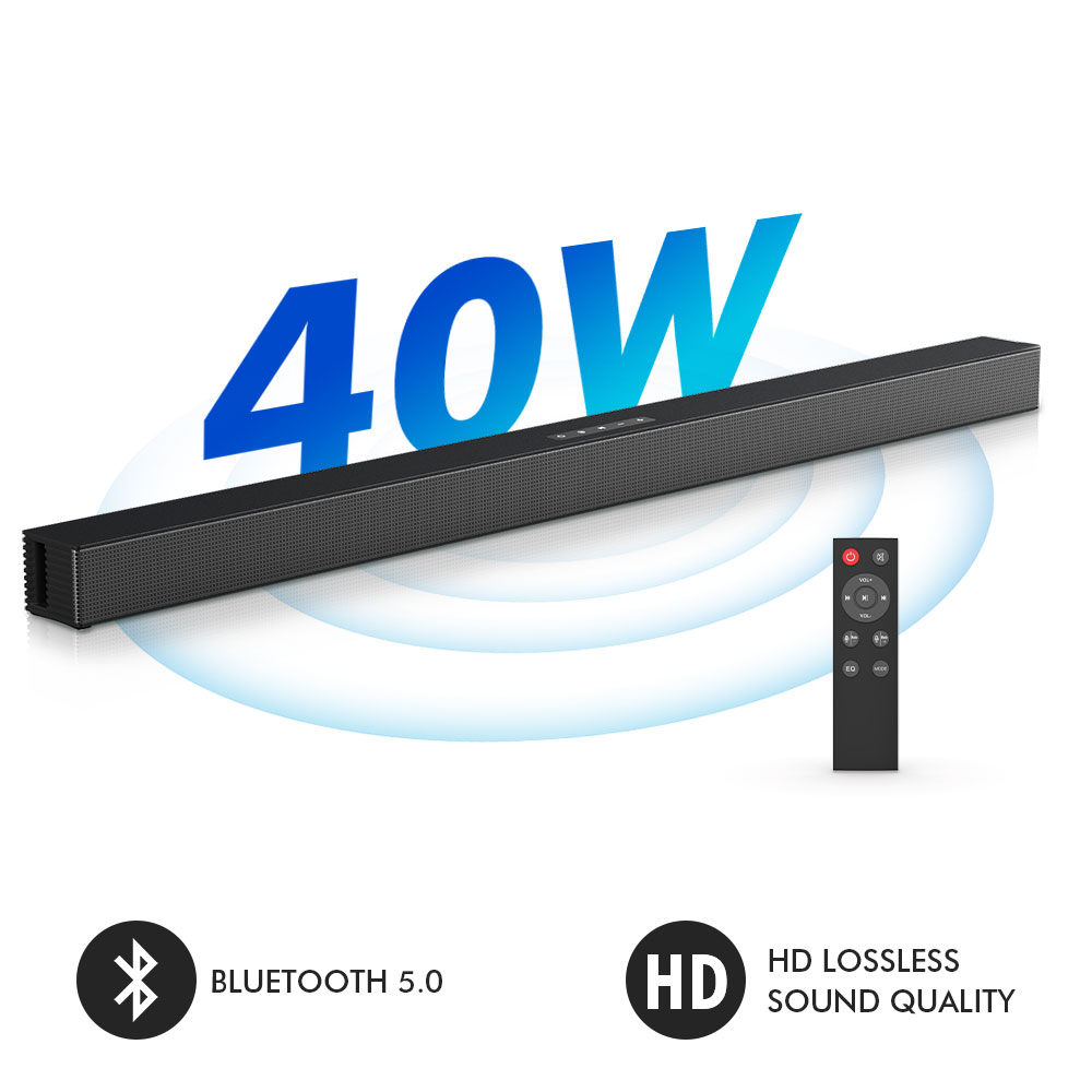 Popcorn 40W TV Soundbar Bluetooth 5.0 Speaker 37.8inch Length Wider