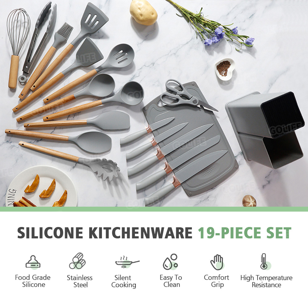 GOLIFE 19PCS Kitchen Wares and Utensils Cooking Set Silicone Kitchen