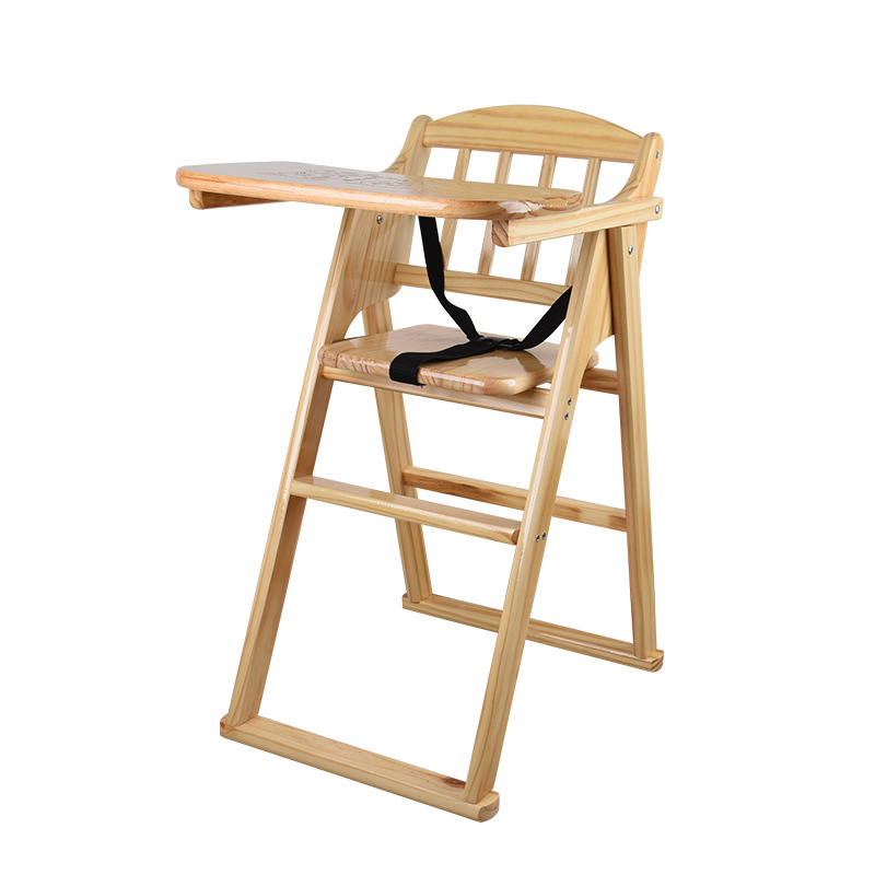 Baby solid wood dining chair multifunctional portable foldable safety