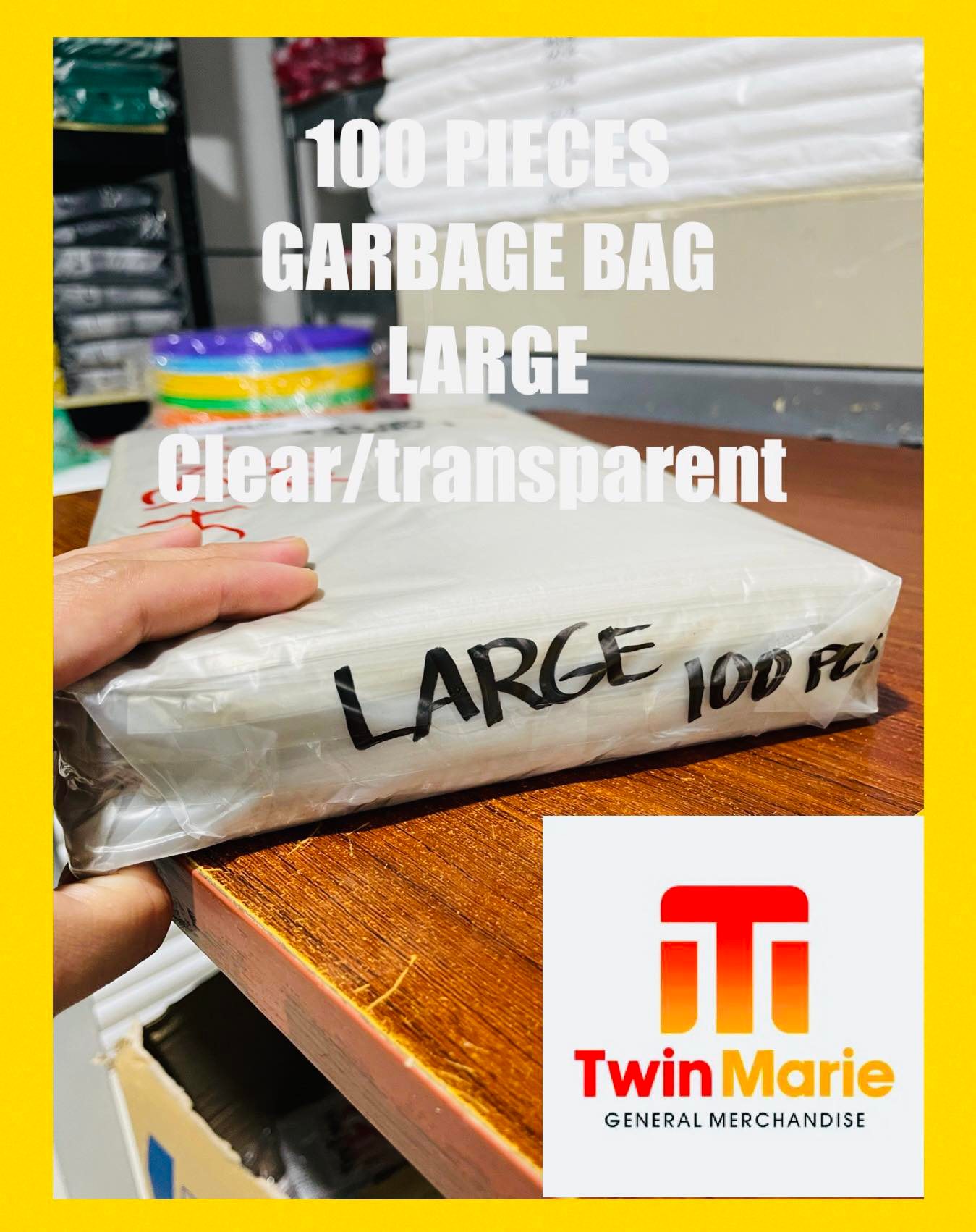 TRASH/GARBAGE BAG clear (LARGE) with gusset (13+13x32) .001 thickness