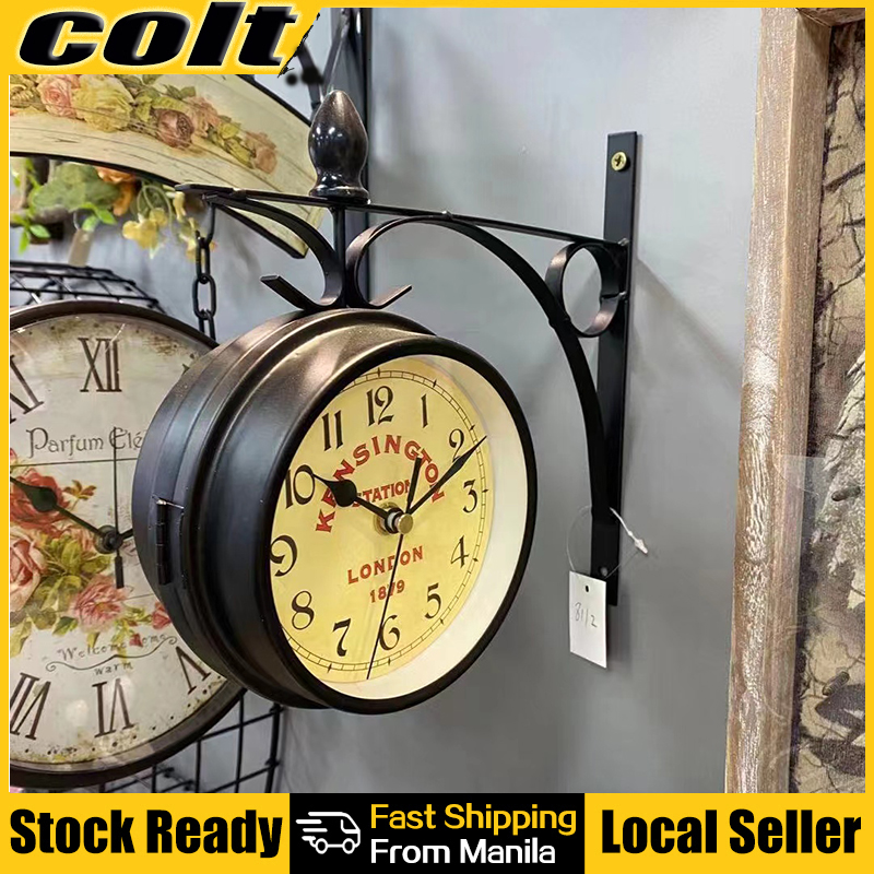 (COD+3 Days Delivery)Double Sided Vintage Retro Large Wall Clock Shabby