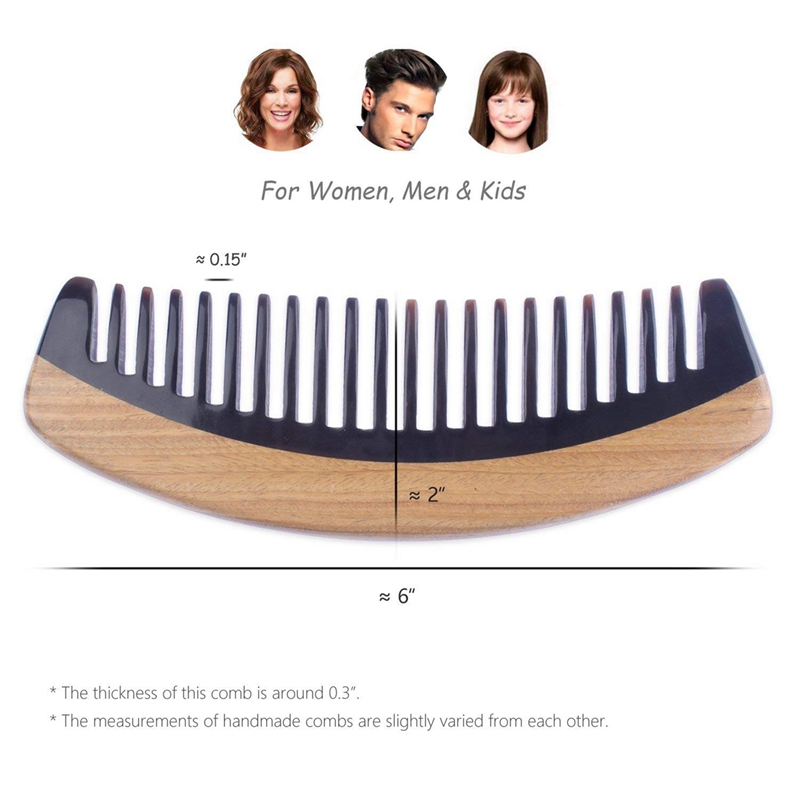 2 Pcs Hair Comb Wide Tooth Wooden Detangling Comb for Curly Hair