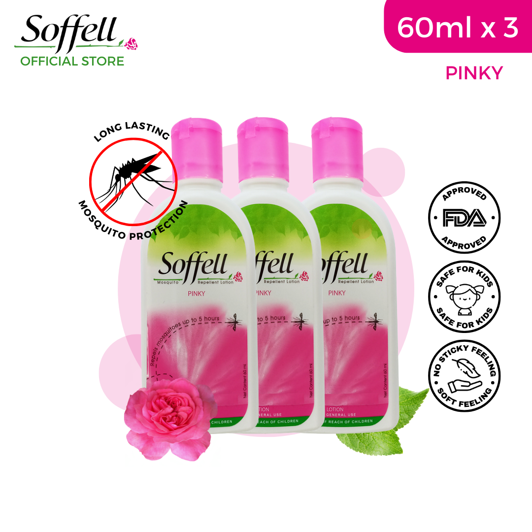 Soffell Mosquito Repellent Lotion Pinky (Floral) Set of 3 (60ml each