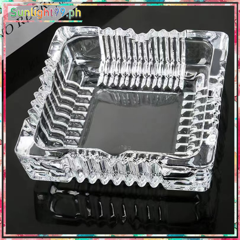 Decorative crystal glass square ashtray,cigar holder,living room