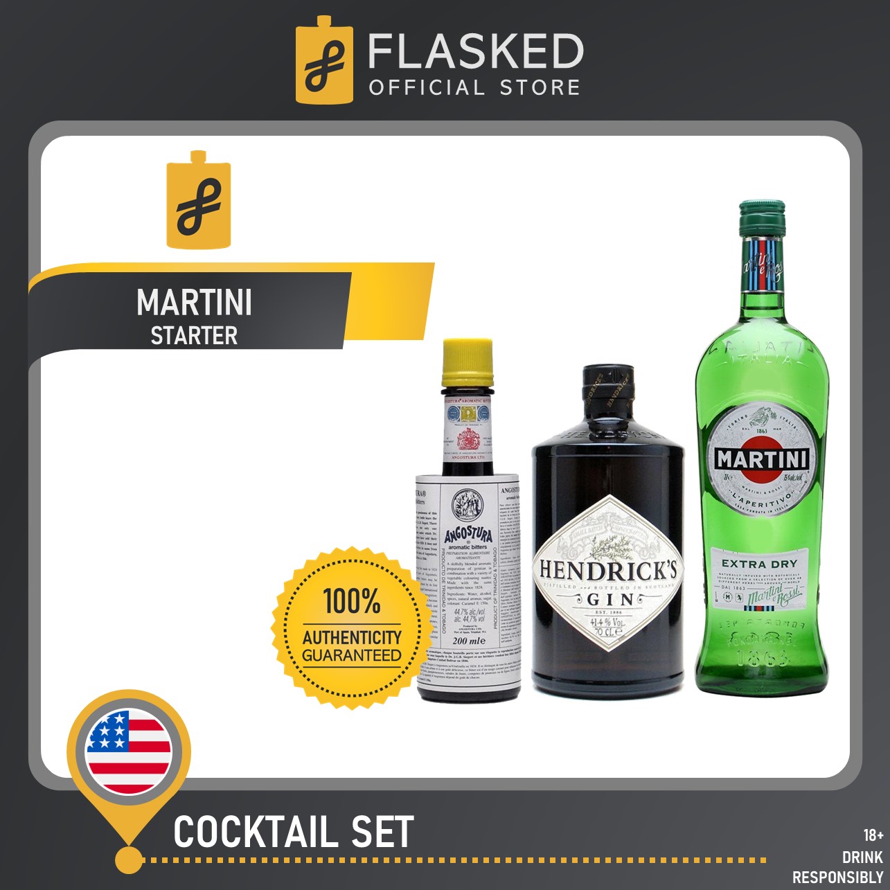 Martini Cocktail Set (Hendricks Gin, Martini Extra Dry Vermouth