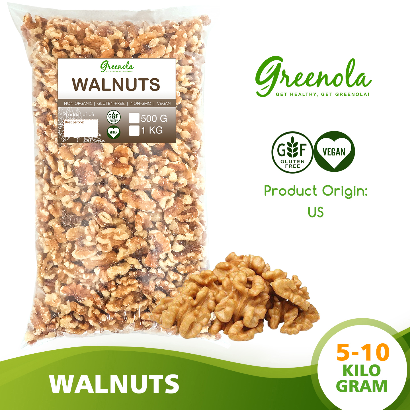 Greenola Raw US Walnuts (Bulk) 10 kgs Lazada PH