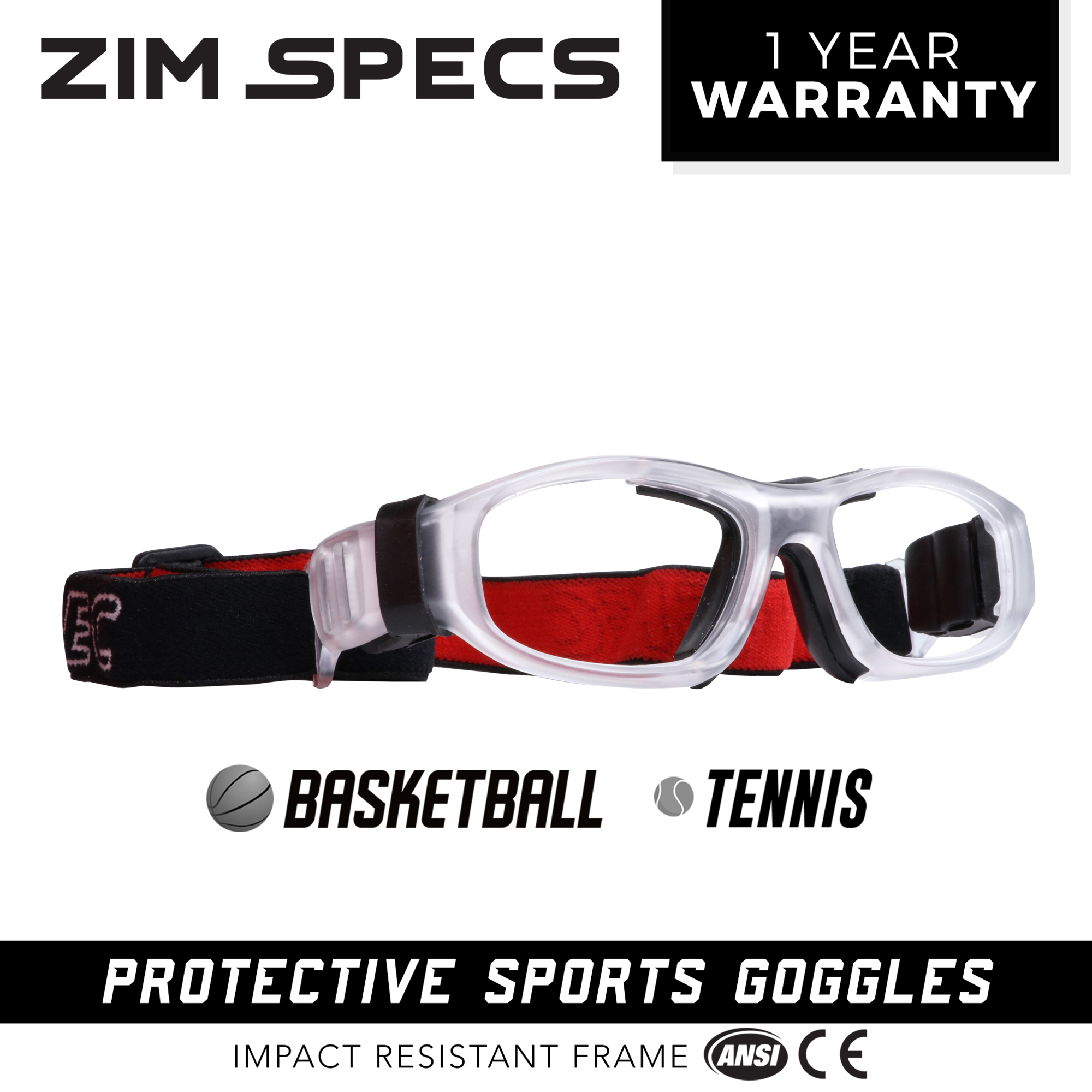 Zim Specs Sports Goggles Basketball Tennis Safety Protective Eyewear