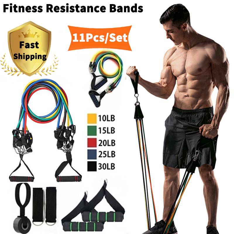 Exercise Resistance Bands Set,Unisex Fitness Resistance Bands Set with 5 Fitness Tubes/Handles/Door Anchor/Ankle Straps/Carrying Pouch/Workout Guides 
