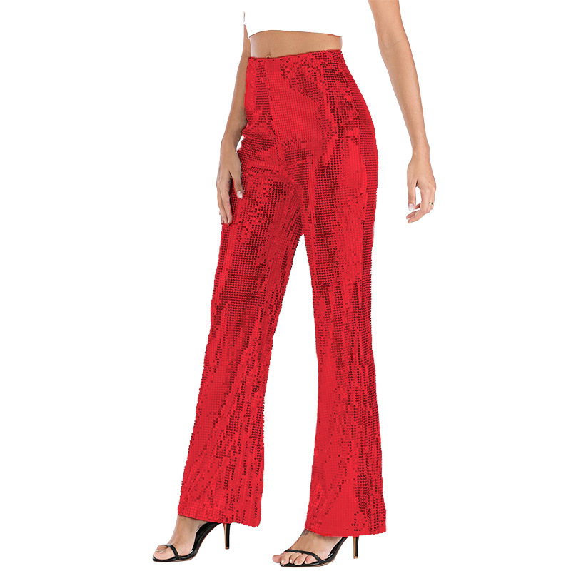 Cutistation High Waisted Sequin Disco Pants Women Party Rave