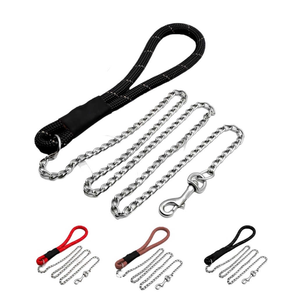 COD Heavy Duty Stainless Steel Chain Dog Puppy Leash Reflactive Kadena ...