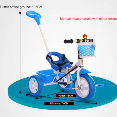 COD+ONESOURCE Children's Tricycle Bike Tricycle Trike Three Wheel Bike for Kids Baby Carrier Toys for Boys Car for Kids Color:Blue/Black (74cm*45cm*105cm）Pambatang Tricycle Bike na may basket，Slow Baby Artifact, Latest style