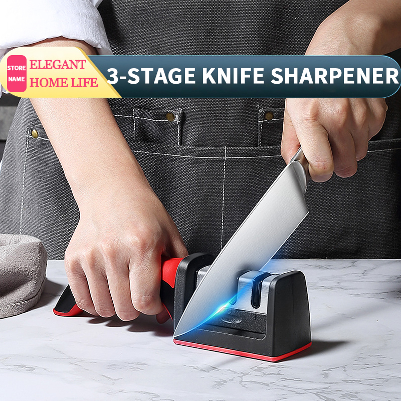 【3stage 】Stainless Steel Knife Sharpener Multipleuse Manual Fast