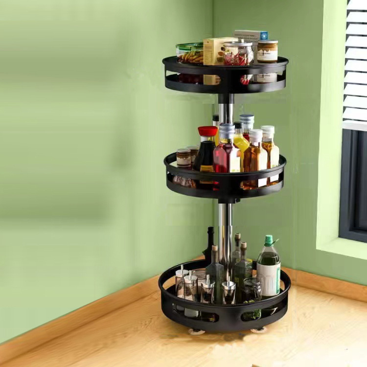 rotating spice rack organizer It can rotate 360°, strong suction chassis, rounded shape with