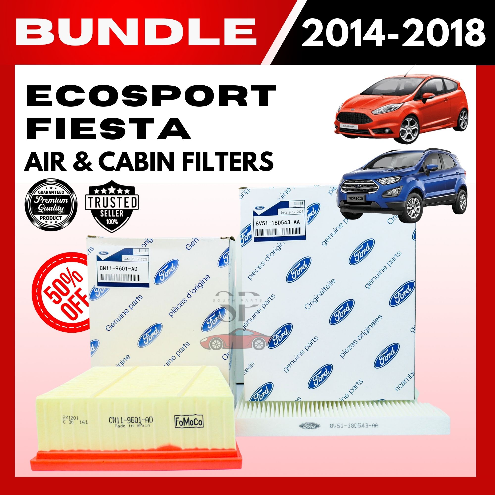BUNDLE SALE! Cabin & Air Filters For FORD ECOSPORT / FIESTA (20142018