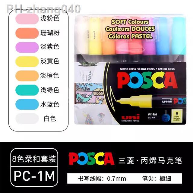 Uni Posca Pen PC-1M 8 Pastel Soft Colours Paint Markers 0.7mm Extra Fine  Point 8C Water-Based Acylic Painting Marking Drawing - AliExpress