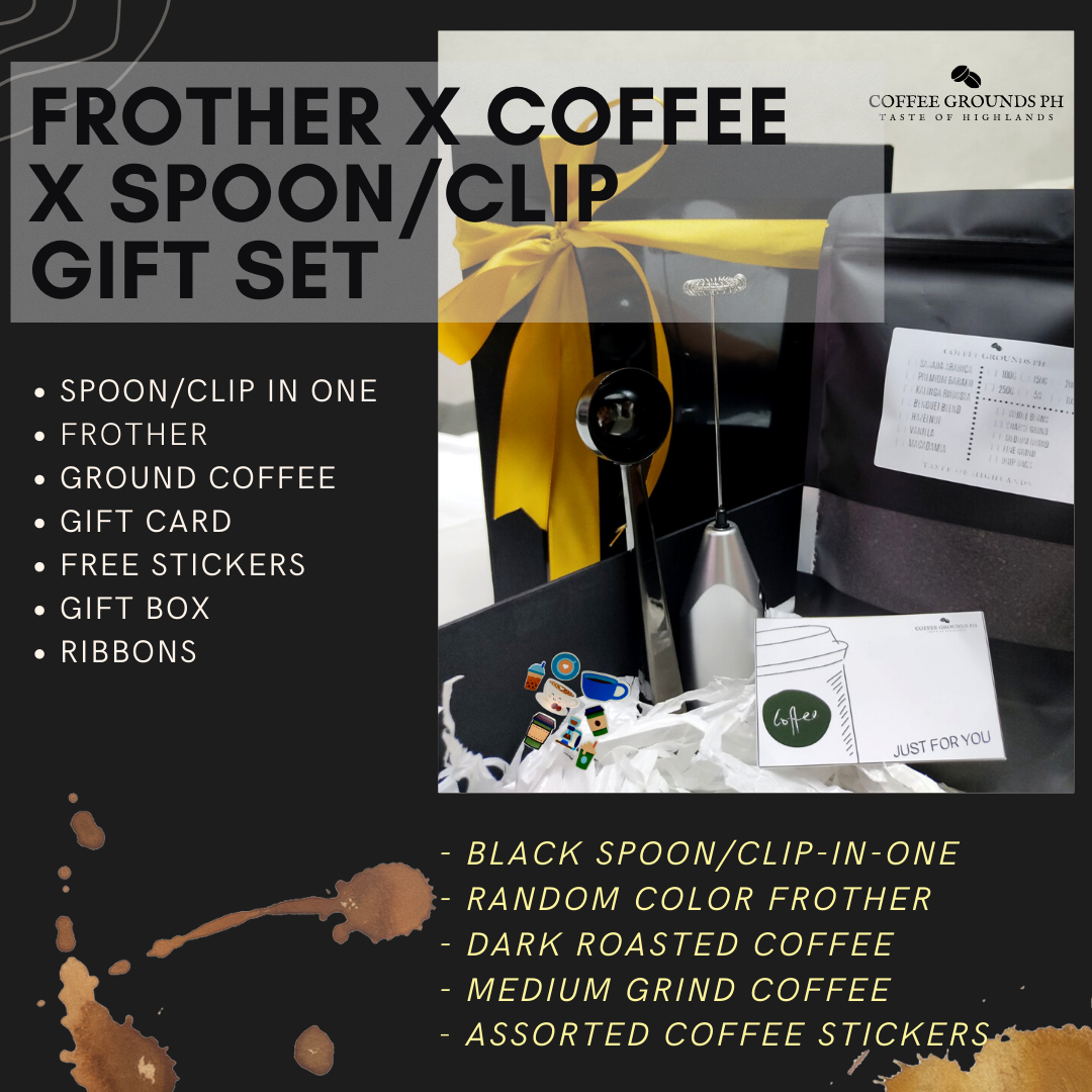 Coffee Grounds PH FrotherSpoon/Clip Gift Set Christmas Premium