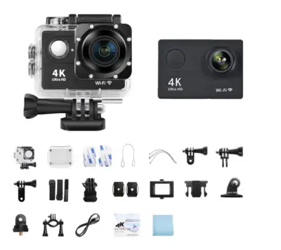【FLASH SALE】Original and Authentic High Quality Professional 4K Wifi Waterproof Outdoor Ultra HD Action Camera for Helmet Vlogging Car Motorcycle Riders Underwater Go Sport Pro 30fps WiFi 2.0" Indoor Cycling Diving Video Recording VD
