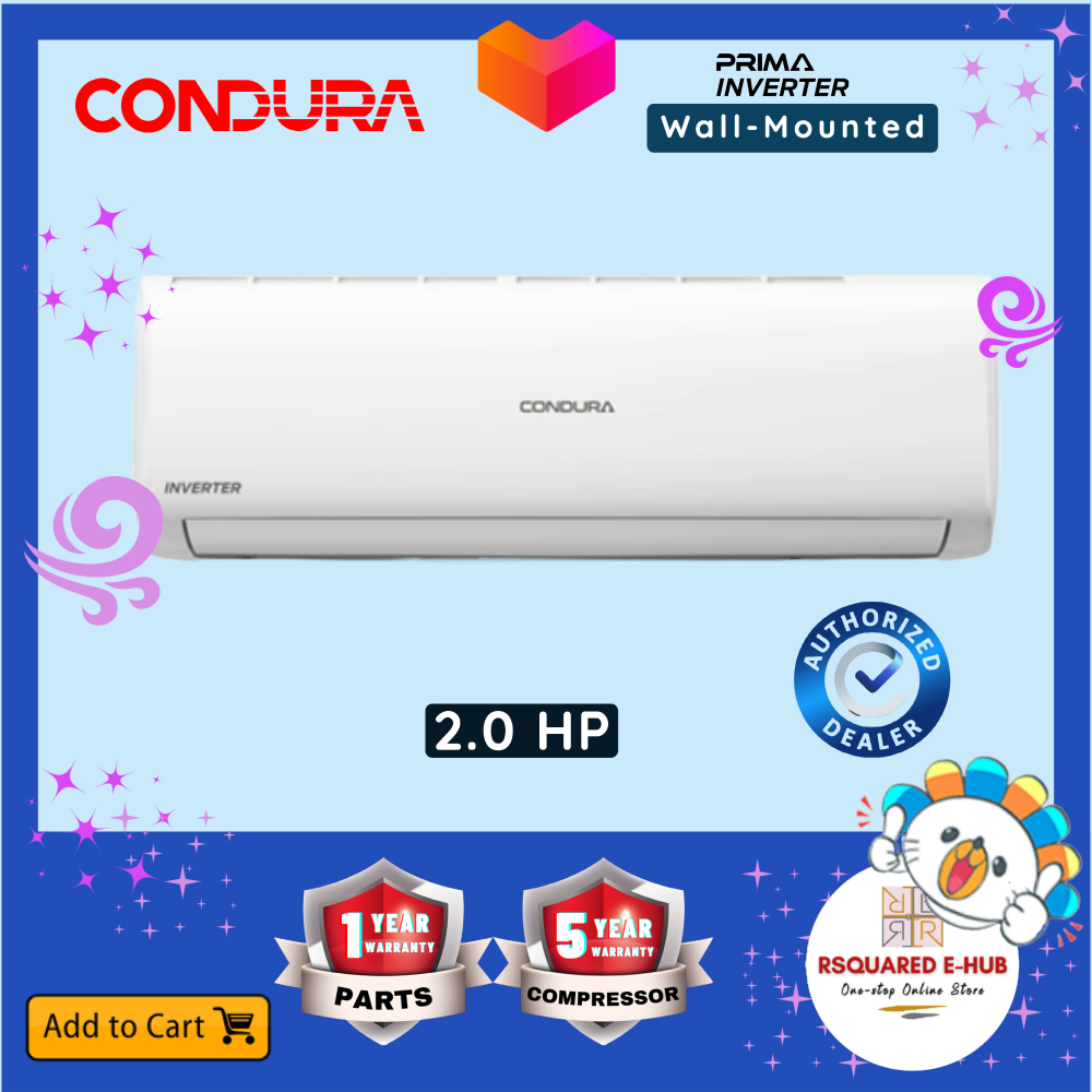 Condura Prima Inverter Split Type Wall Mounted Air Conditioner Smart Cooling Silver Ion Filter 3243