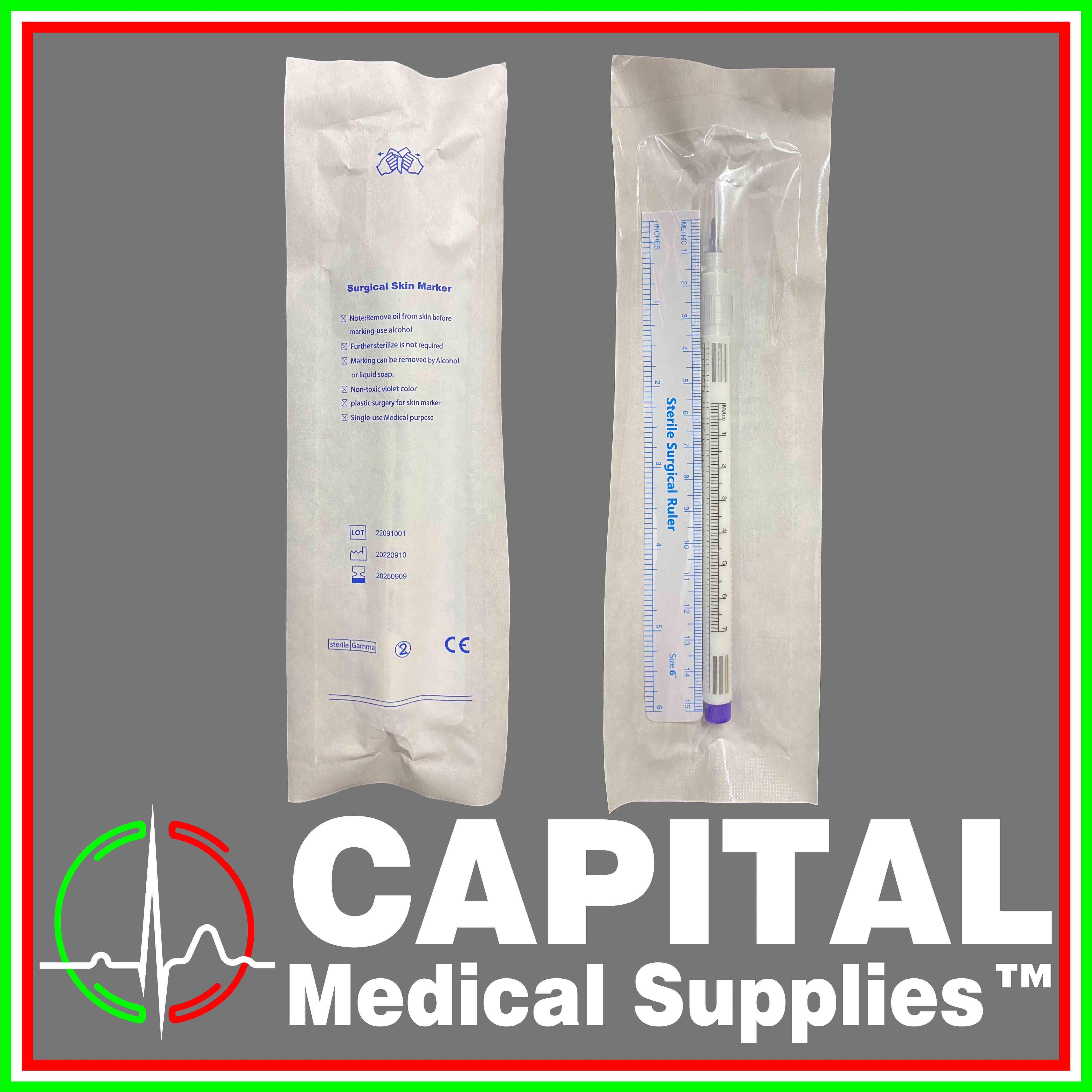 Surgical Skin Marker , Surgical Pen with Paper Ruler for eyebrow, lip