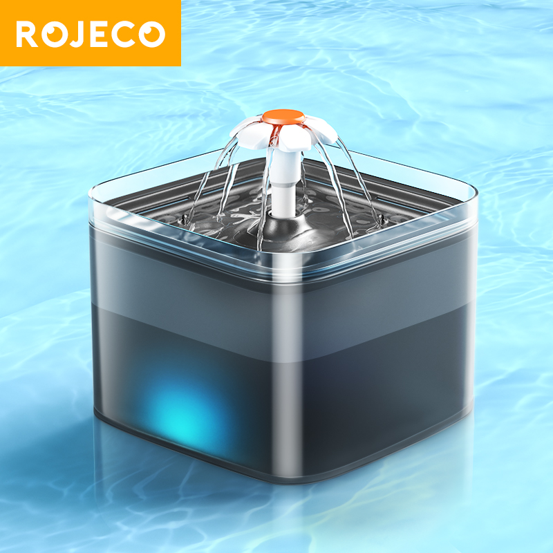 Đài phun nước ROJECO 2L dành cho mèo có đèn LED Bộ nạp thức ăn tự động cho
