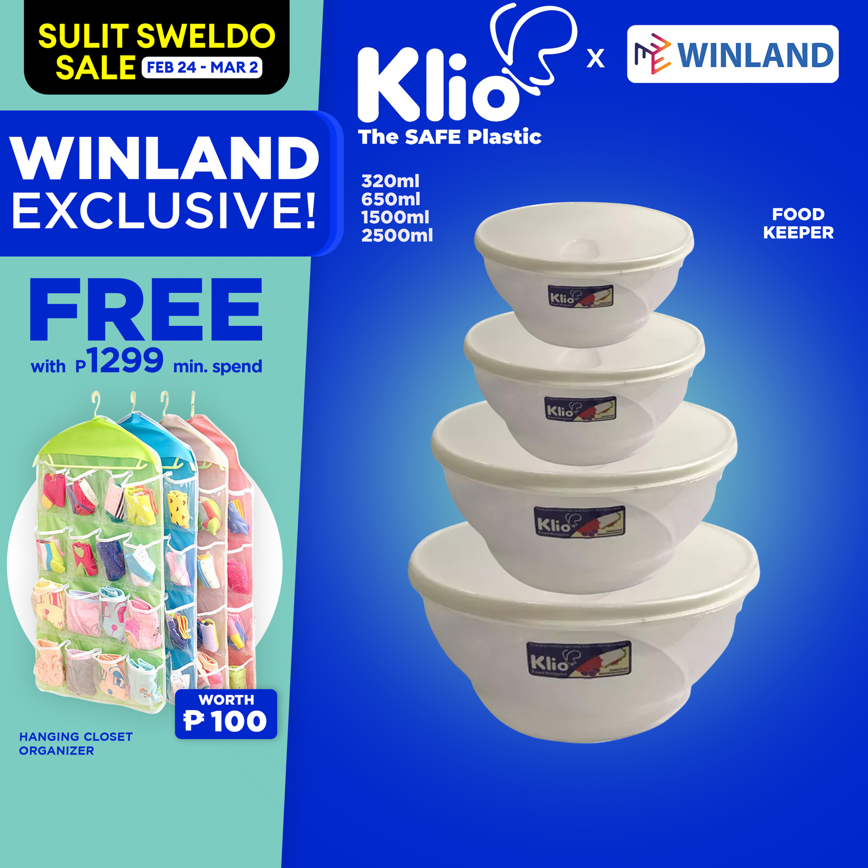 KLIO by Winland Round Bowl Stackable Food Keeper Rounded Container Storage Bin KLRB(PWHT