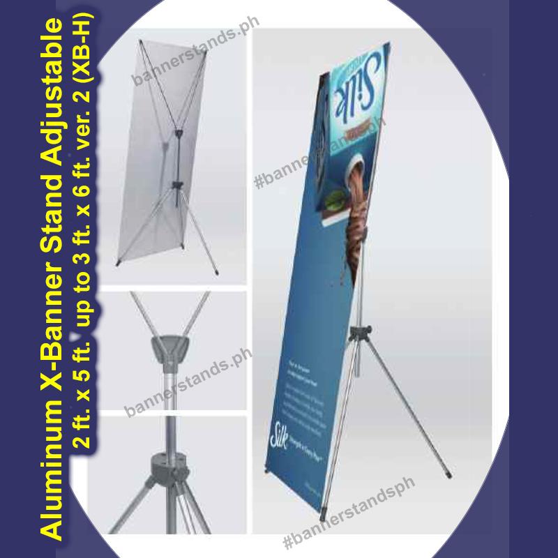 Aluminum Adjustable X Banner Stand (ver. 2) Flexi Stand 2ft x 5ft up to