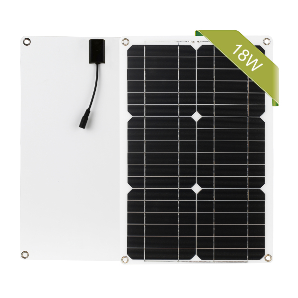 18W 12V Solar Panel Kit Dual USB Port Off Grid Monocrystalline Module with Solar Charge Controller SAE Connection Cable Kits