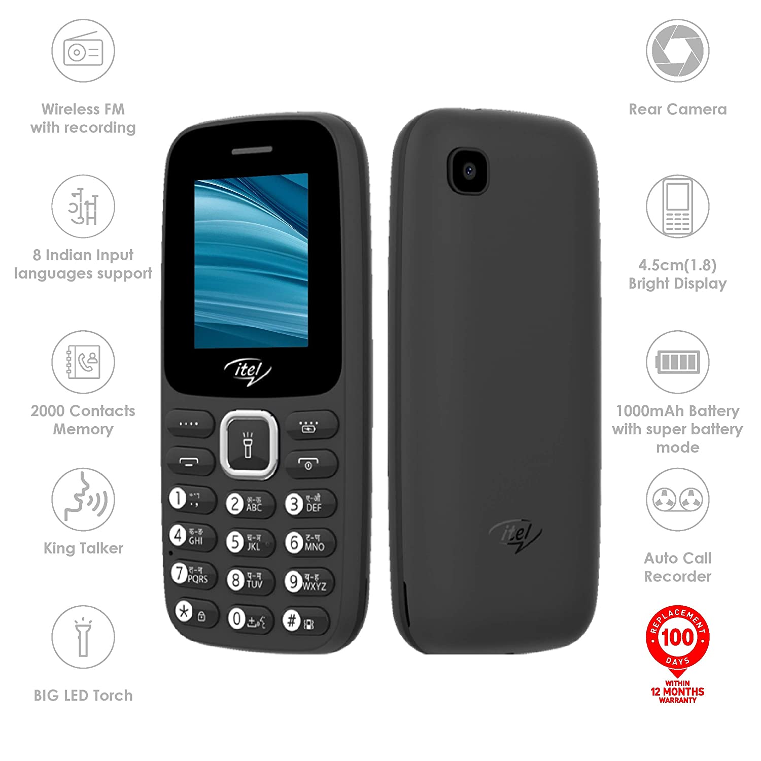 Itel It2173 Wireless FM, OperaMini, Torch, Dual SIM Phone, 45% OFF