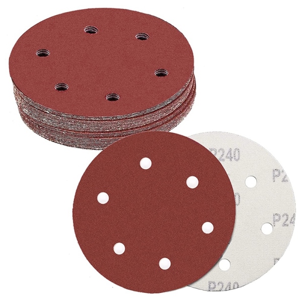 30Pcs Drywall Sander Sanding Discs, 9Inch 6Hole Hook and Loop Abrasive Sandpaper, 5Pcs Each 80/100/120/150/180/240 Grits