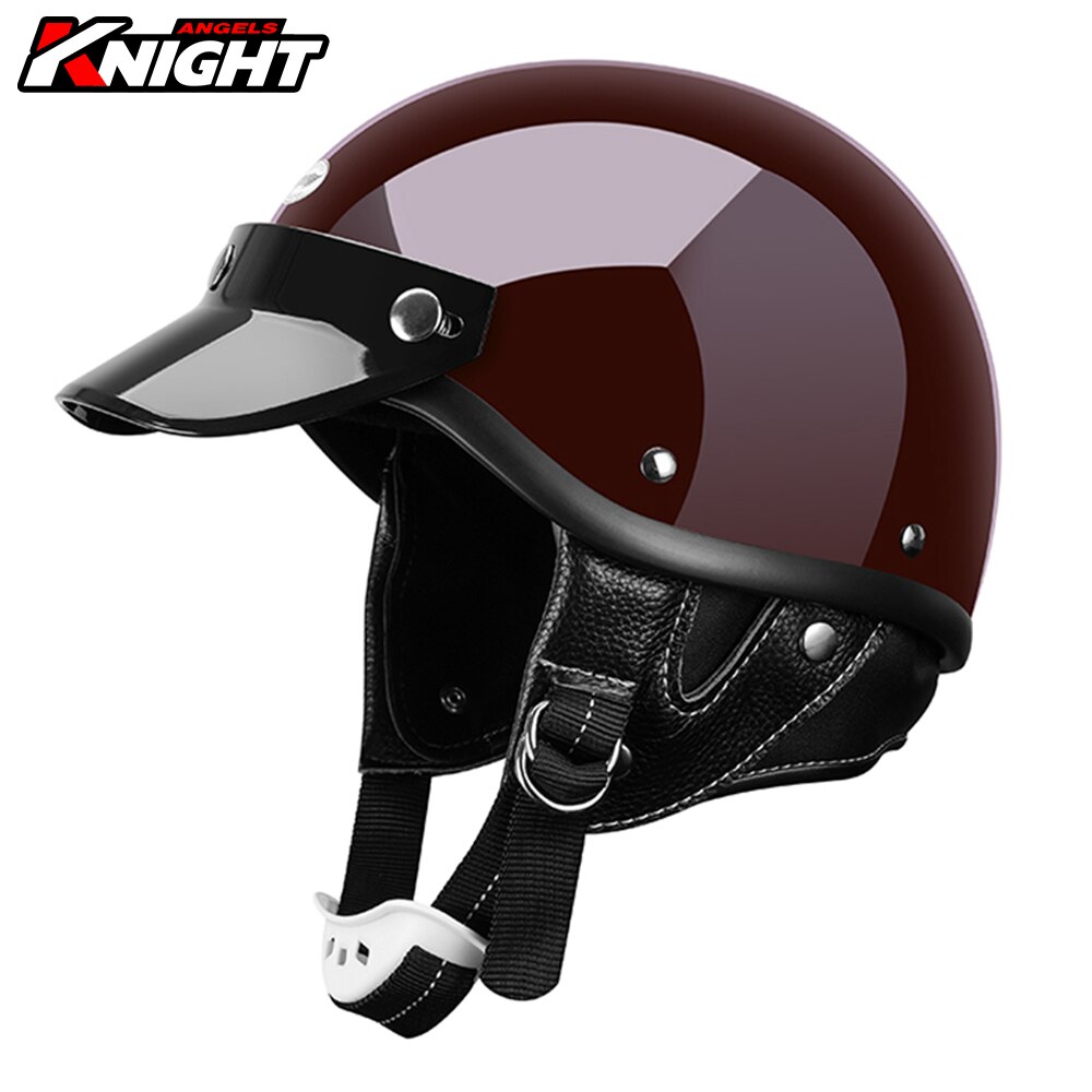 AMZ Motorcycle Helmet Four Seasons Retro Biker Motorbike Half Helmet Fiberglass Material Open