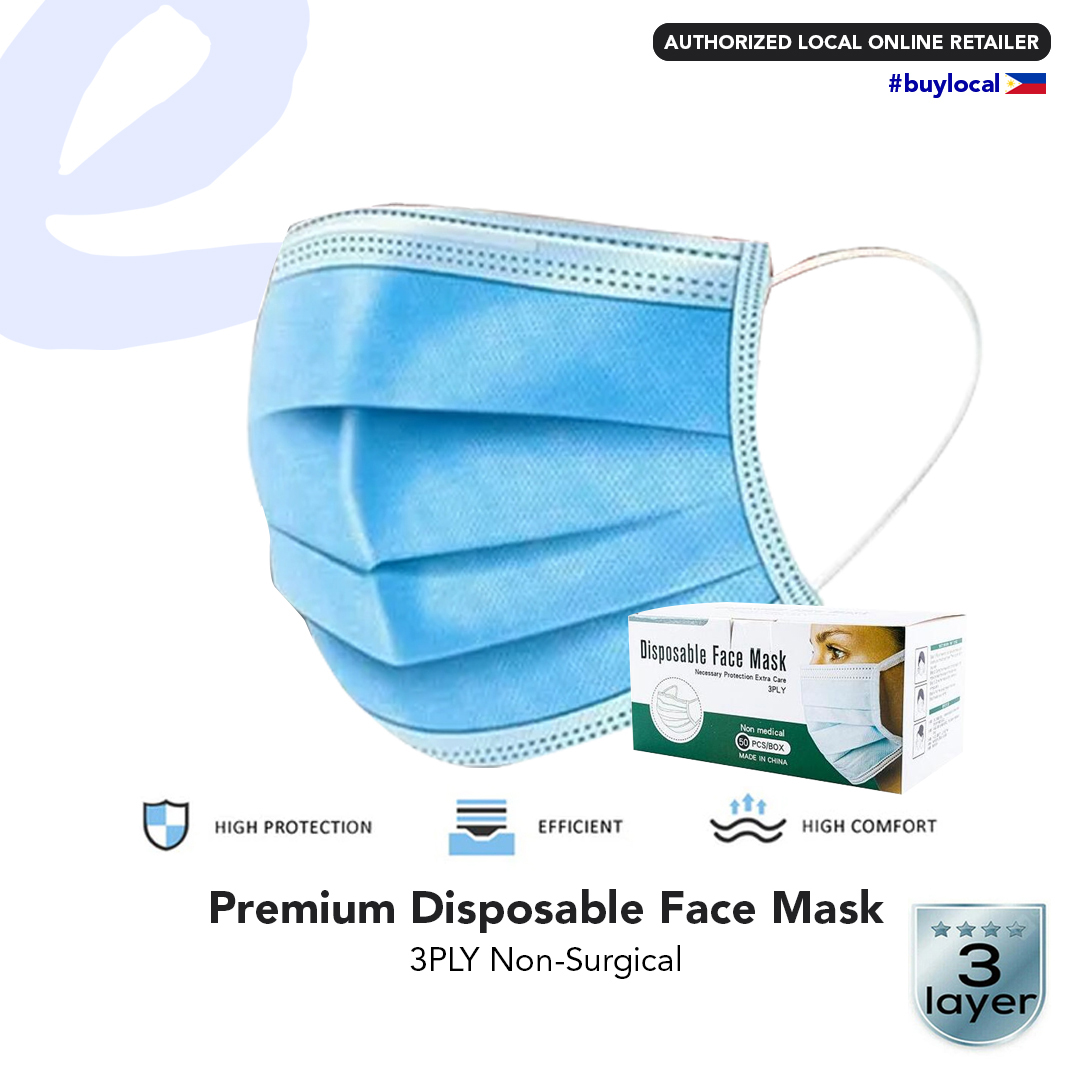 Premium Disposable Face Mask 3PLY NonSurgical High Protection Efficient High comfort (1Box