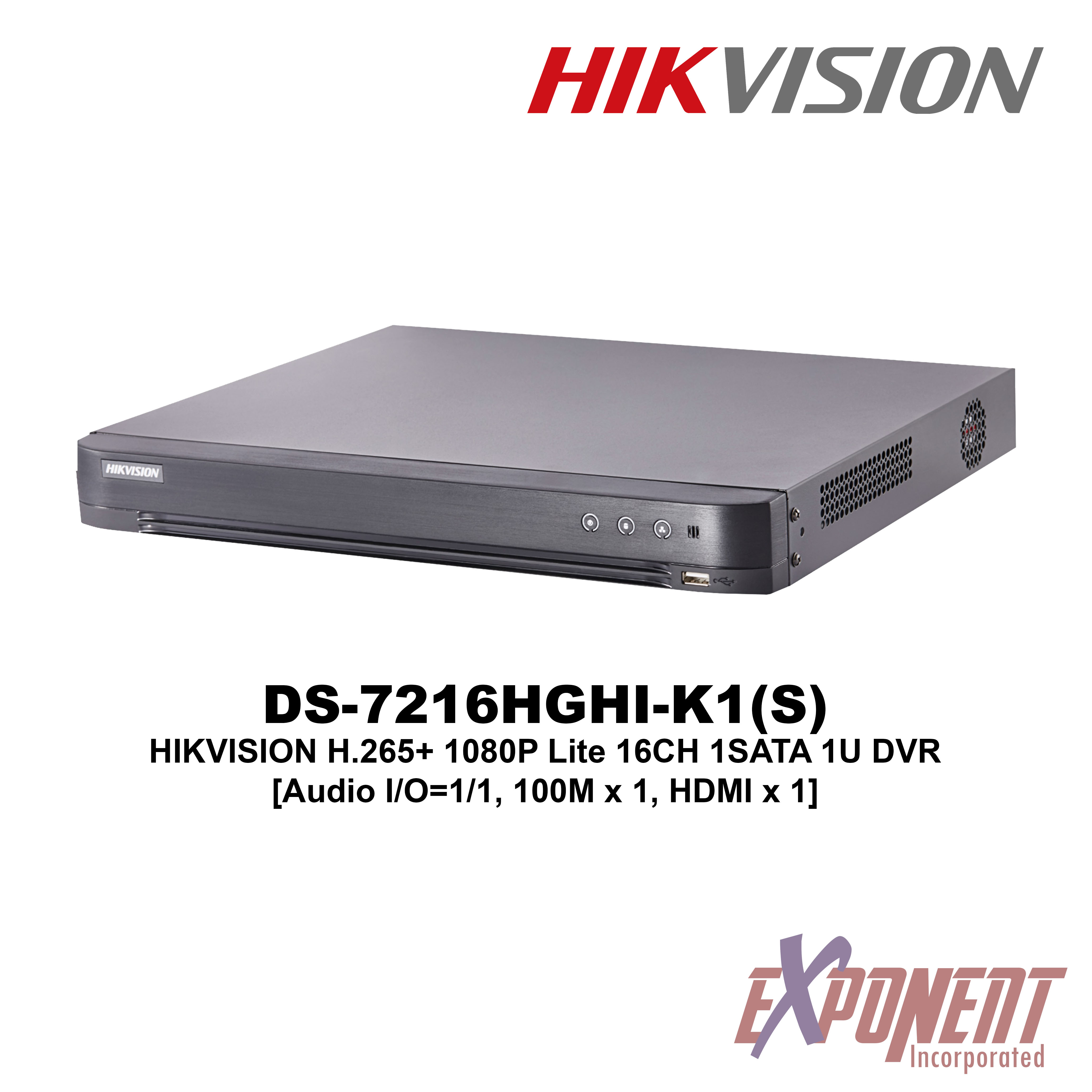 Ds 7216hghi K1 S Hikvision H 265 1080p Lite 16ch 1sata 1u Dvr Audio I O 1 1 100m X 1 Hdmi X 1 Lazada Ph