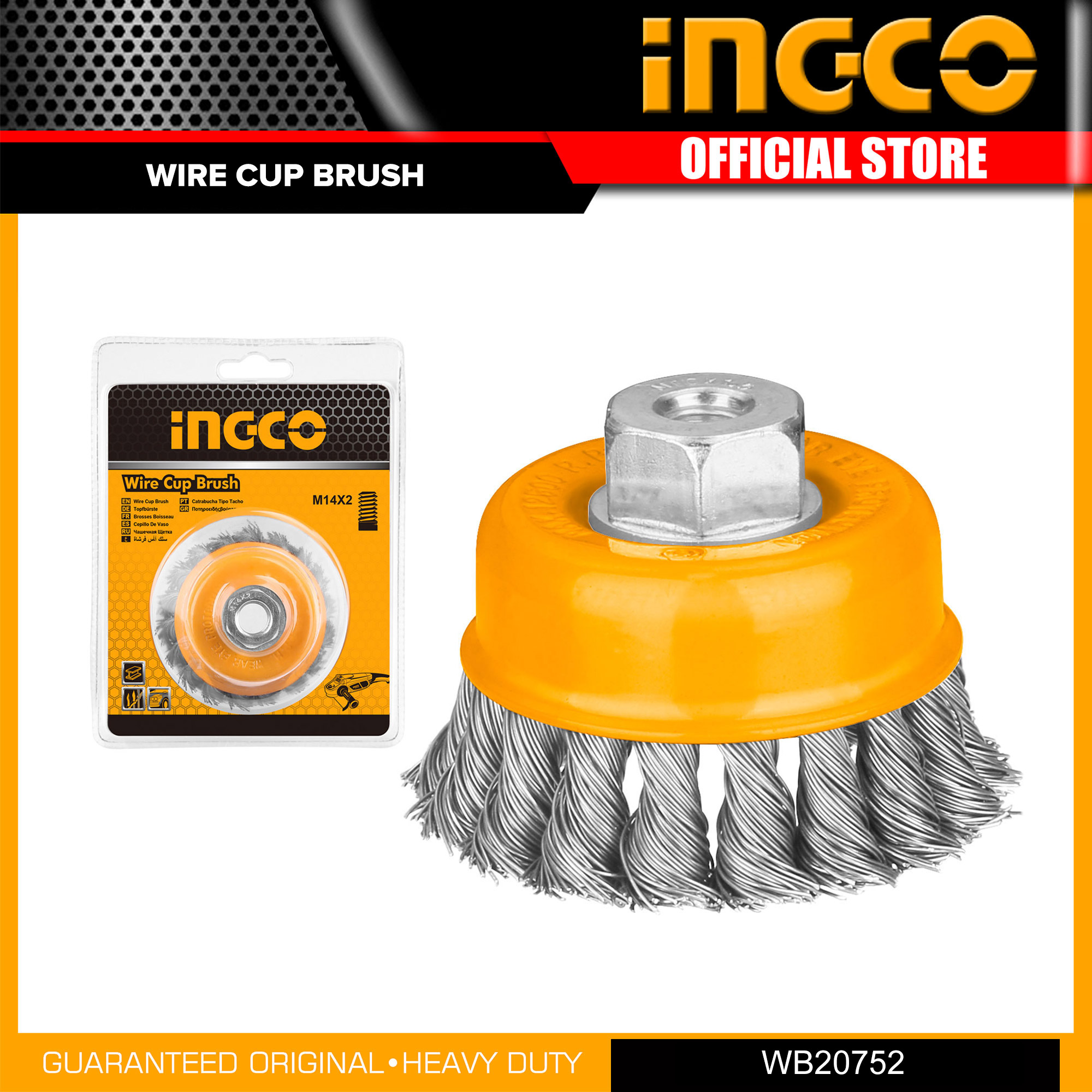 Ingco WB20752 Wire Cup Brush Twisted Wire with Nut 75mm (3") M10x1.5