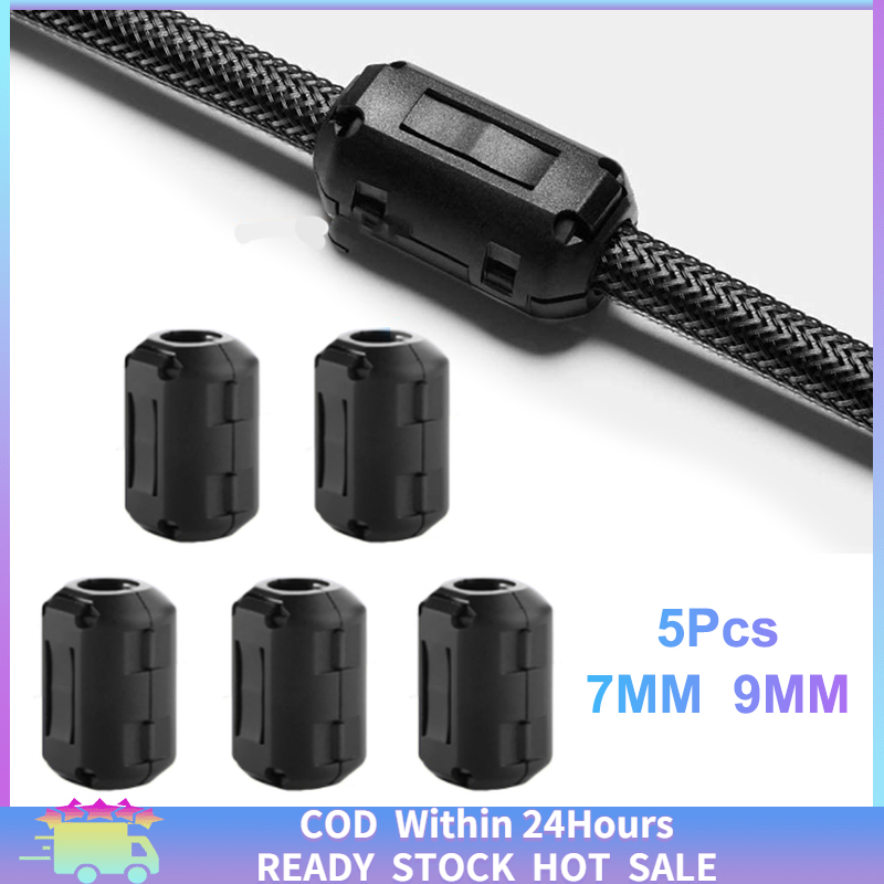 【Ready Stock】5Pcs RFI EMI Noise Suppressor Cable Clip Ferrite Ring Core