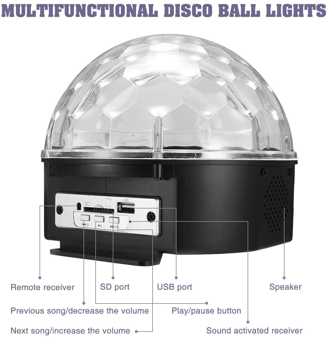 disco ball bluetooth dome light & speaker