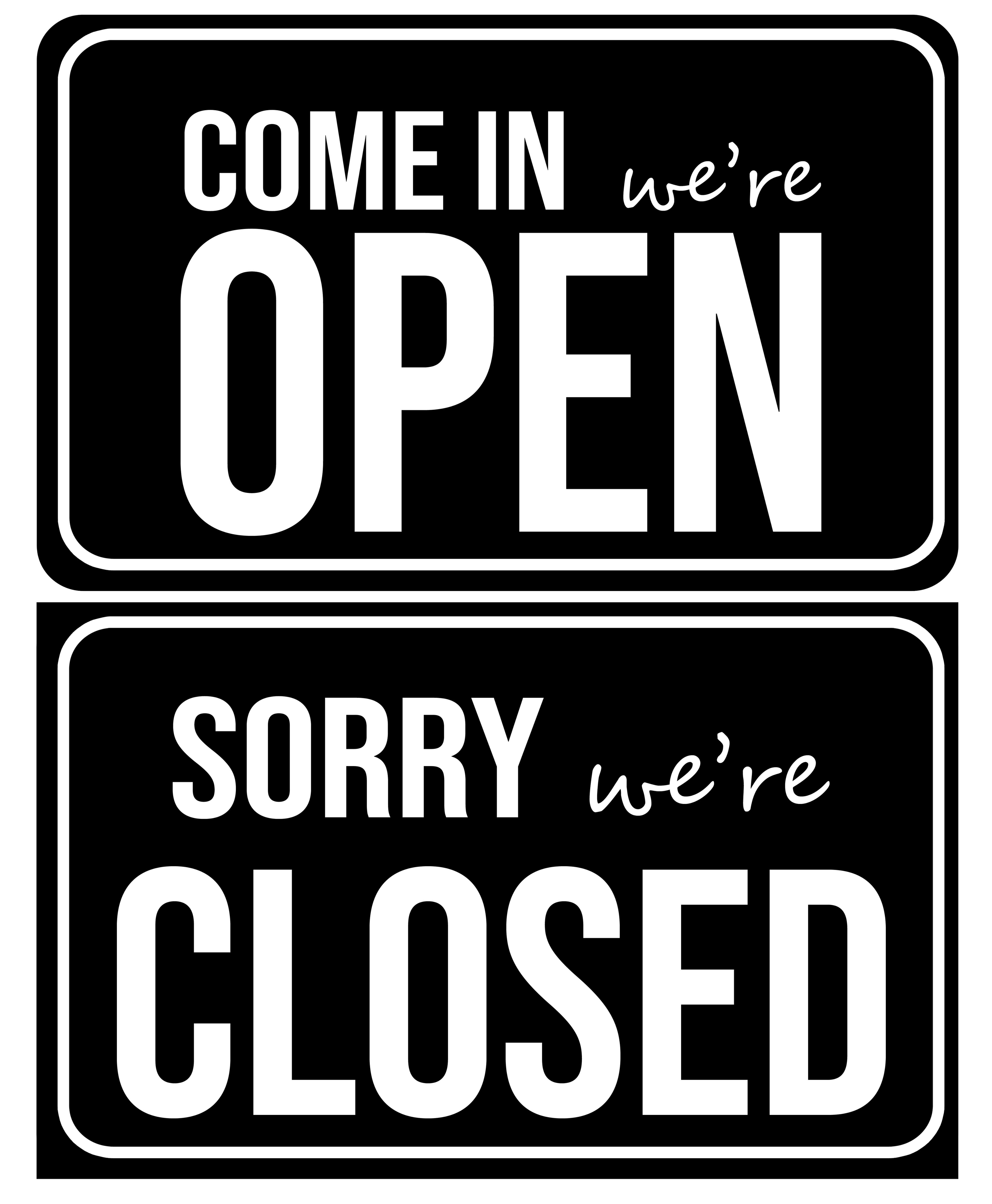 Open and Close Signage / Store Sign / Back to Back print and laminated ...
