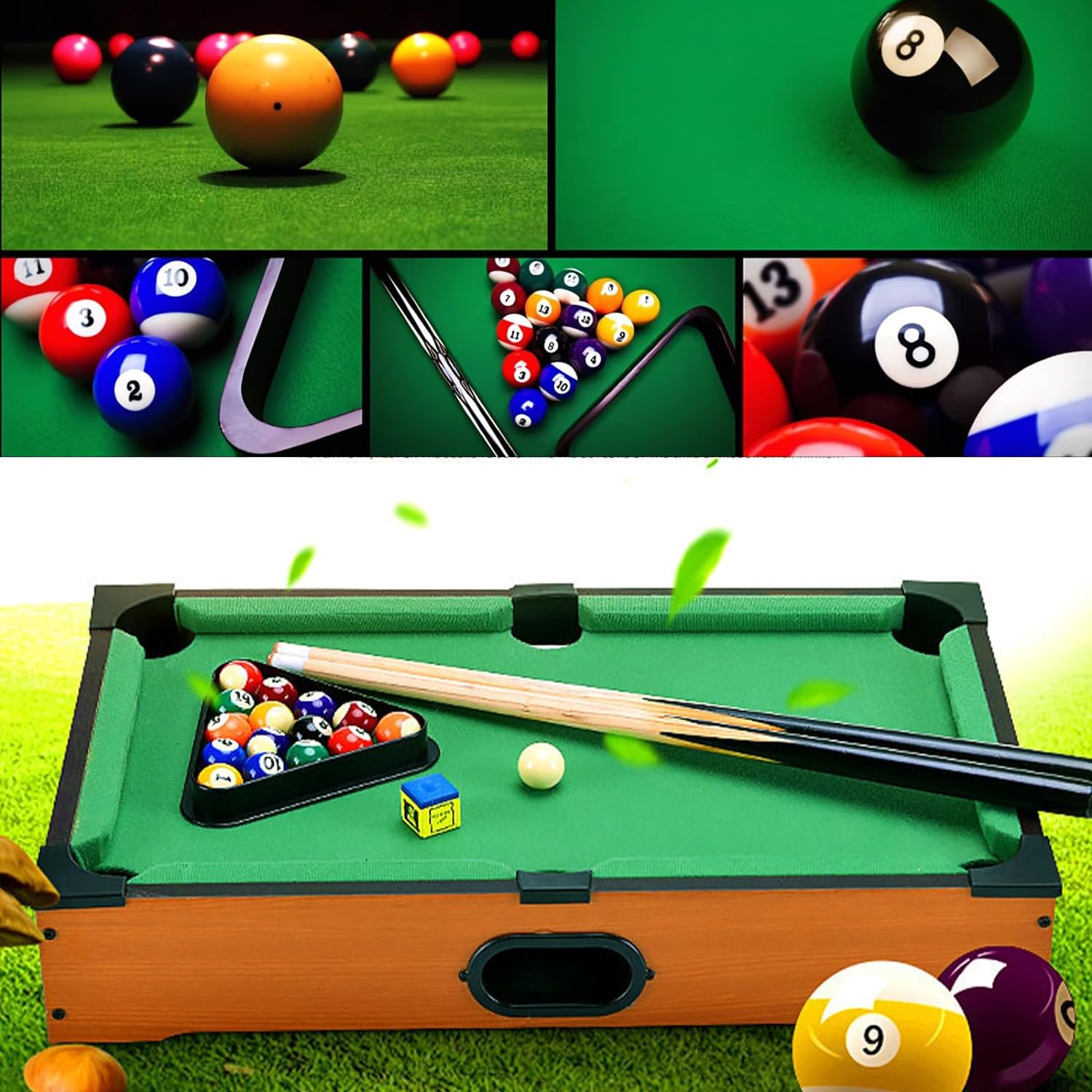 Mini Billard Pour Chat & Jeu Enfant - 44 Cm (avec Queues, Boules & Lampadaire)