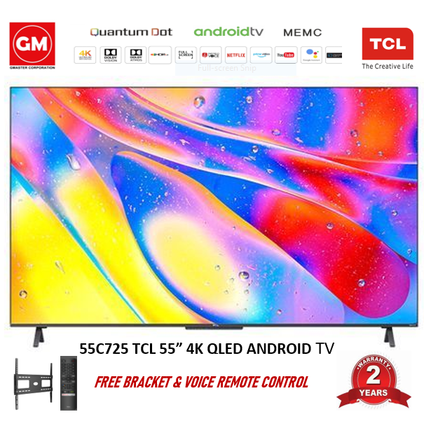 TCL 55C725 55" 4K UHD QLED ANDROID TV / OSANDROID 11/ NETFLIX